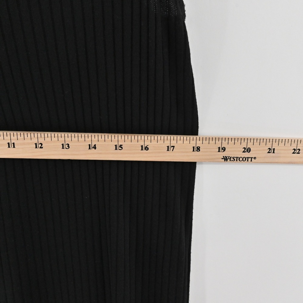 AQUA Mock Neck Ribbed Knit Sheath Dress Womens Size S Black Sleeveless LBD 6766 - Picture 6 of 13